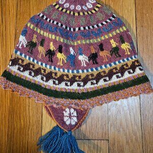 Peruvian Andean Unisex Chullo Handmade knitted in Alpaca Wool (Brand new)